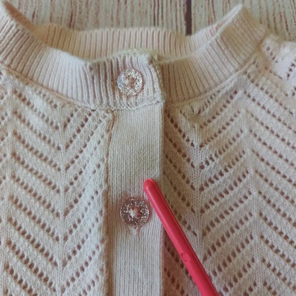 Baby B'gosh Pointelle Button-Front Sweater Knit Cardigan 3 mo - Picture 12 of 12